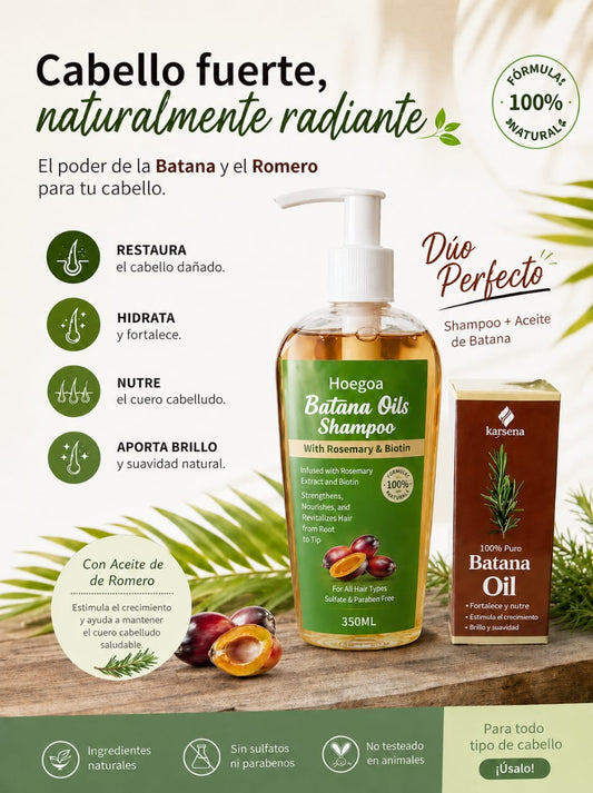 “Kit Reparador Capilar Intensivo: Champú de Batana con Romero + aceite de batana| Cabello Fuerte, Brillante y Sin Daño”